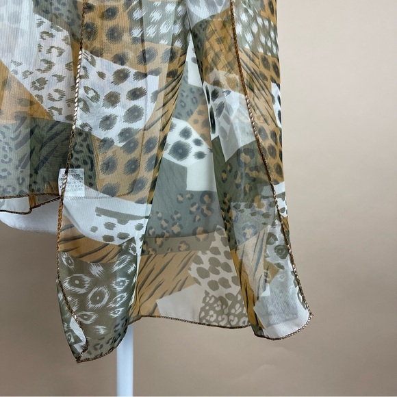 VINTAGE Animal Print Patchwork Sheer Scarf Wrap Chic Classy Formal Flowy - Picture 2 of 6